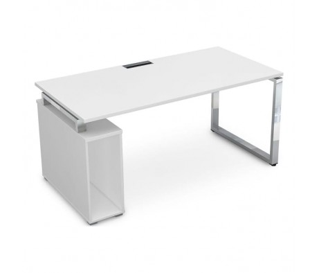 Стол с тумбой под системный блок (1600*800*750) НССБ-О.984 Gloss Line белого цвета